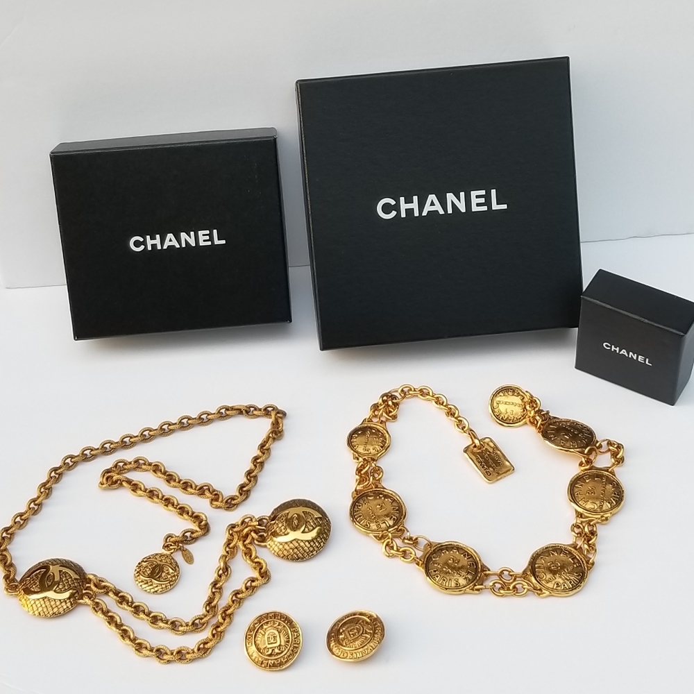 Stunning Auth Vintage statement Chanel necklace and earrings Lot - Picture 3 of 16